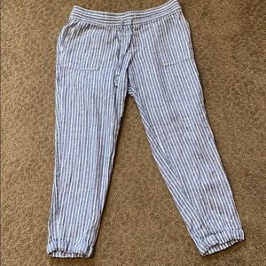 Old Navy Blue and White Pinstriped Linen Pants!